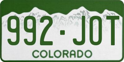 CO license plate 992JOT