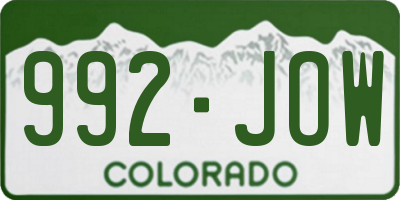 CO license plate 992JOW