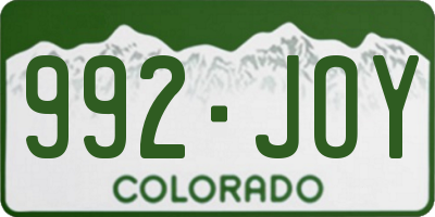 CO license plate 992JOY
