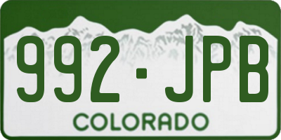 CO license plate 992JPB