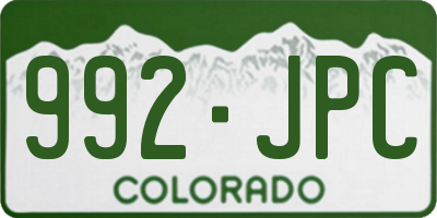 CO license plate 992JPC