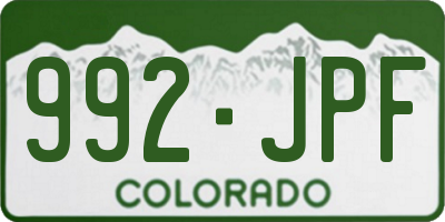 CO license plate 992JPF