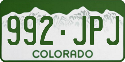 CO license plate 992JPJ
