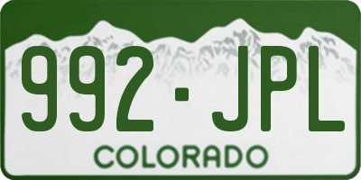CO license plate 992JPL