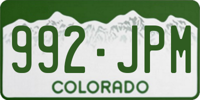 CO license plate 992JPM
