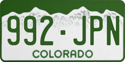CO license plate 992JPN