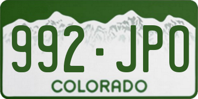 CO license plate 992JPO