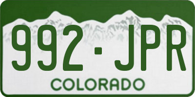 CO license plate 992JPR