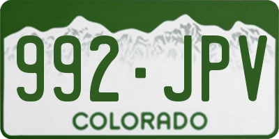 CO license plate 992JPV