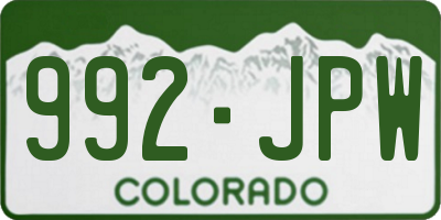 CO license plate 992JPW