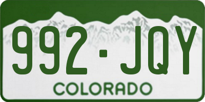 CO license plate 992JQY