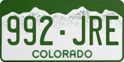 CO license plate 992JRE