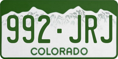 CO license plate 992JRJ
