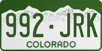 CO license plate 992JRK