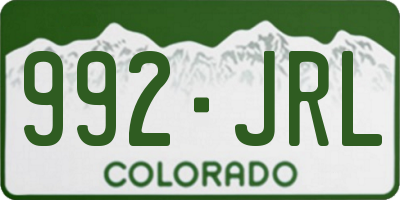 CO license plate 992JRL