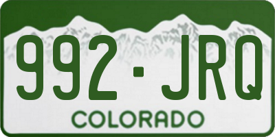 CO license plate 992JRQ