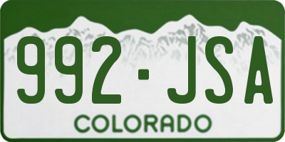 CO license plate 992JSA