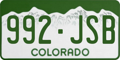 CO license plate 992JSB