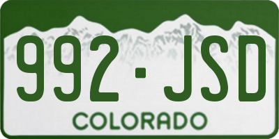 CO license plate 992JSD