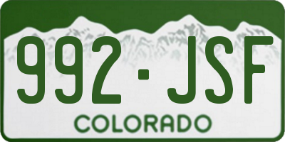 CO license plate 992JSF