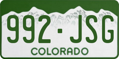 CO license plate 992JSG