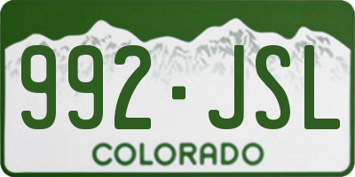 CO license plate 992JSL