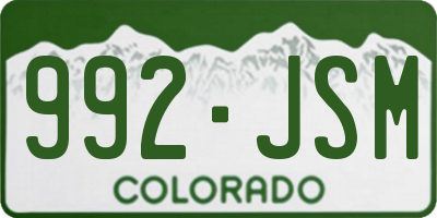CO license plate 992JSM
