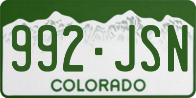 CO license plate 992JSN