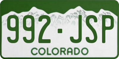 CO license plate 992JSP