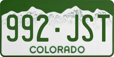 CO license plate 992JST
