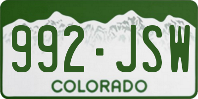 CO license plate 992JSW