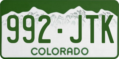 CO license plate 992JTK