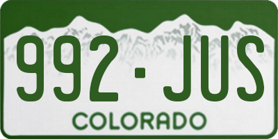 CO license plate 992JUS