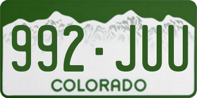 CO license plate 992JUU