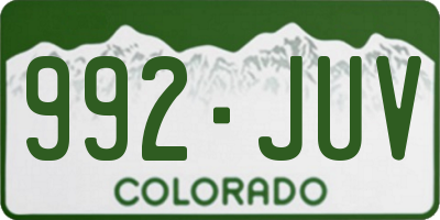 CO license plate 992JUV
