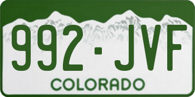 CO license plate 992JVF