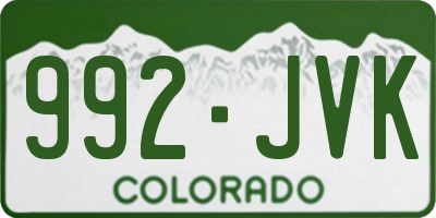 CO license plate 992JVK