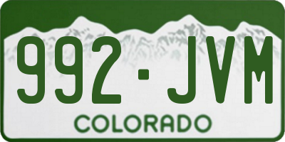 CO license plate 992JVM