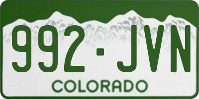 CO license plate 992JVN