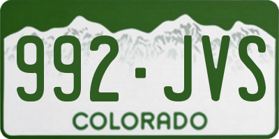 CO license plate 992JVS