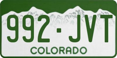 CO license plate 992JVT