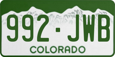 CO license plate 992JWB