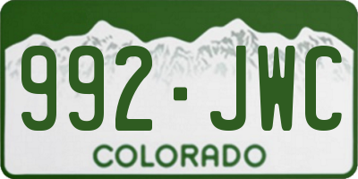 CO license plate 992JWC
