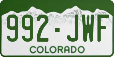 CO license plate 992JWF