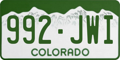 CO license plate 992JWI
