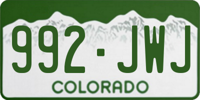 CO license plate 992JWJ