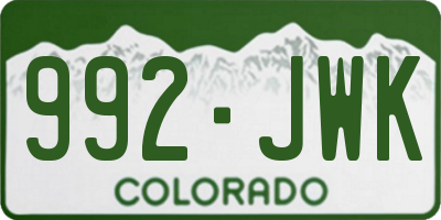 CO license plate 992JWK