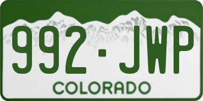 CO license plate 992JWP