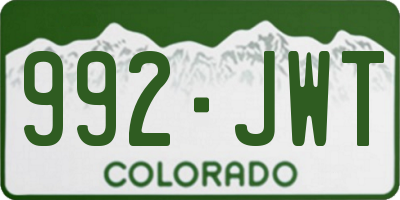 CO license plate 992JWT