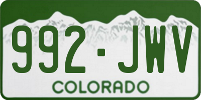 CO license plate 992JWV